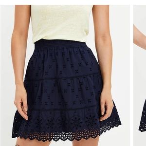 Eyelet Tiered Pull On Skirt